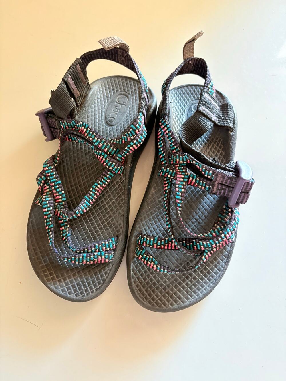 Chaco Z1 Classic Kids Sport Sandals Purple Teal Webbing Water Hiking Shoes 13